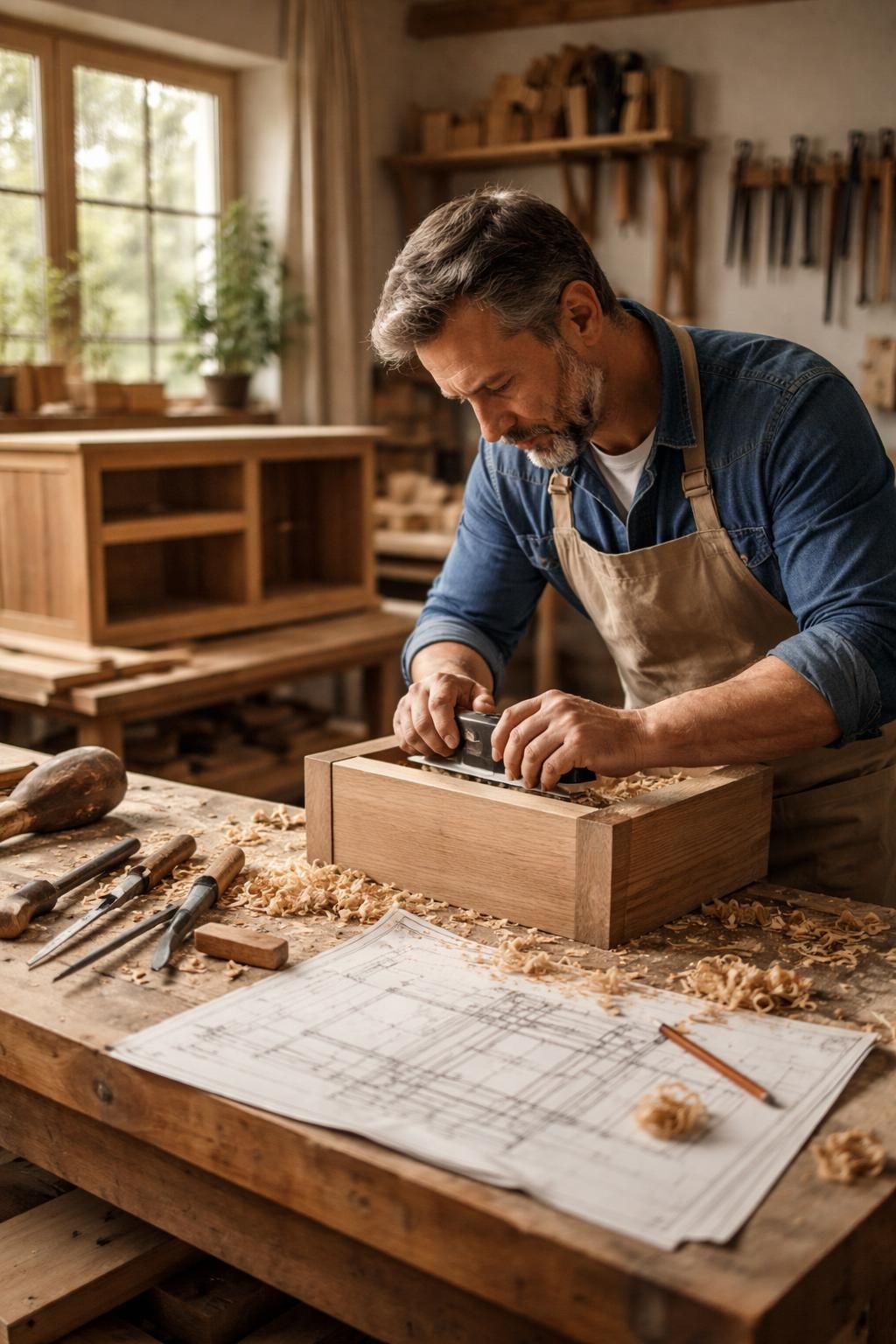 découvrez l'art de l'ébénisterie à travers une immersion captivante dans un atelier, du croquis initial à la pose finale du mobilier d'exception.